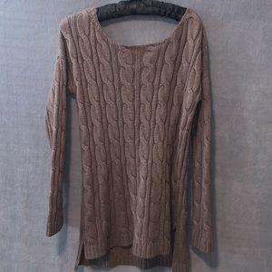 Brown sweater top open back
